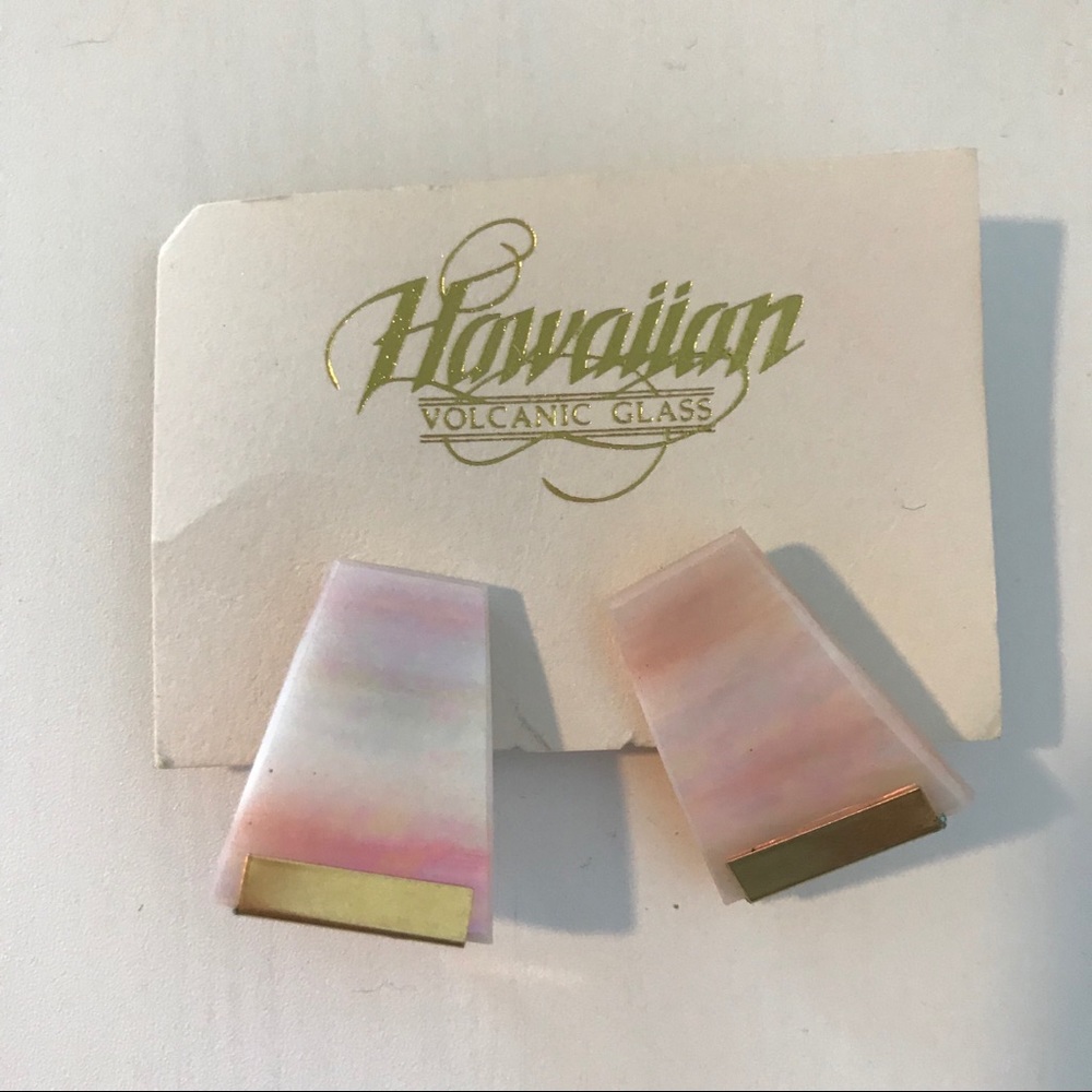 Hawaiian Volcanic Pink Ombre Clip On Earrings NWT
